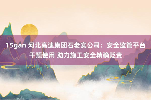 15gan 河北高速集团石老实公司：安全监管平台干预使用 助力施工安全精确贬责