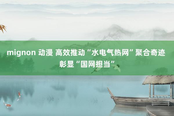 mignon 动漫 高效推动“水电气热网”聚合奇迹 彰显“国网担当”
