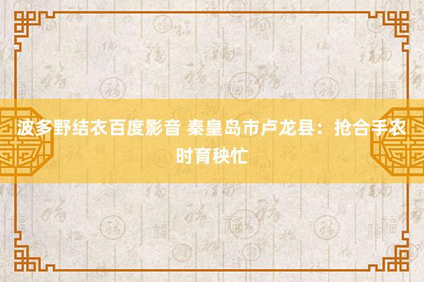 波多野结衣百度影音 秦皇岛市卢龙县：抢合手农时育秧忙