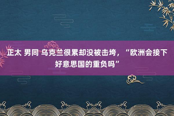 正太 男同 乌克兰很累却没被击垮，“欧洲会接下好意思国的重负吗”