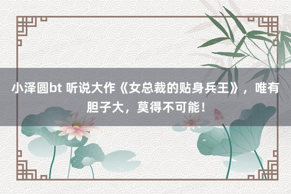 小泽圆bt 听说大作《女总裁的贴身兵王》，唯有胆子大，莫得不可能！