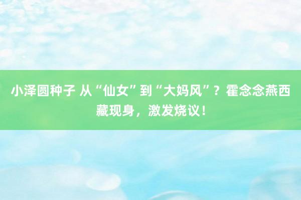 小泽圆种子 从“仙女”到“大妈风”？霍念念燕西藏现身，激发烧议！