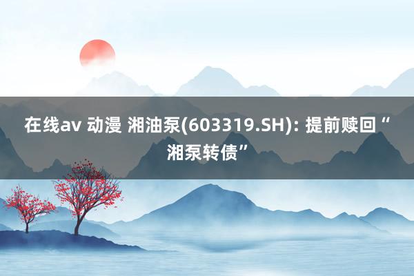 在线av 动漫 湘油泵(603319.SH): 提前赎回“湘泵转债”
