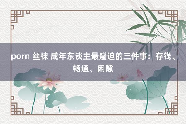 porn 丝袜 成年东谈主最蹙迫的三件事：存钱、畅通、闲隙