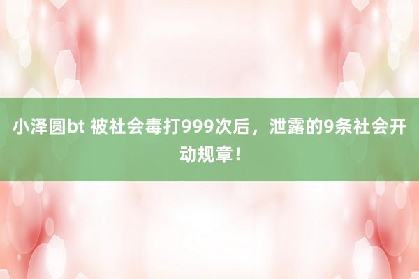 小泽圆bt 被社会毒打999次后，泄露的9条社会开动规章！