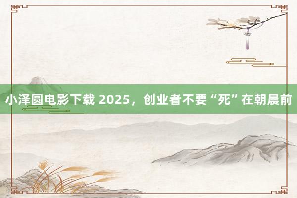 小泽圆电影下载 2025，创业者不要“死”在朝晨前